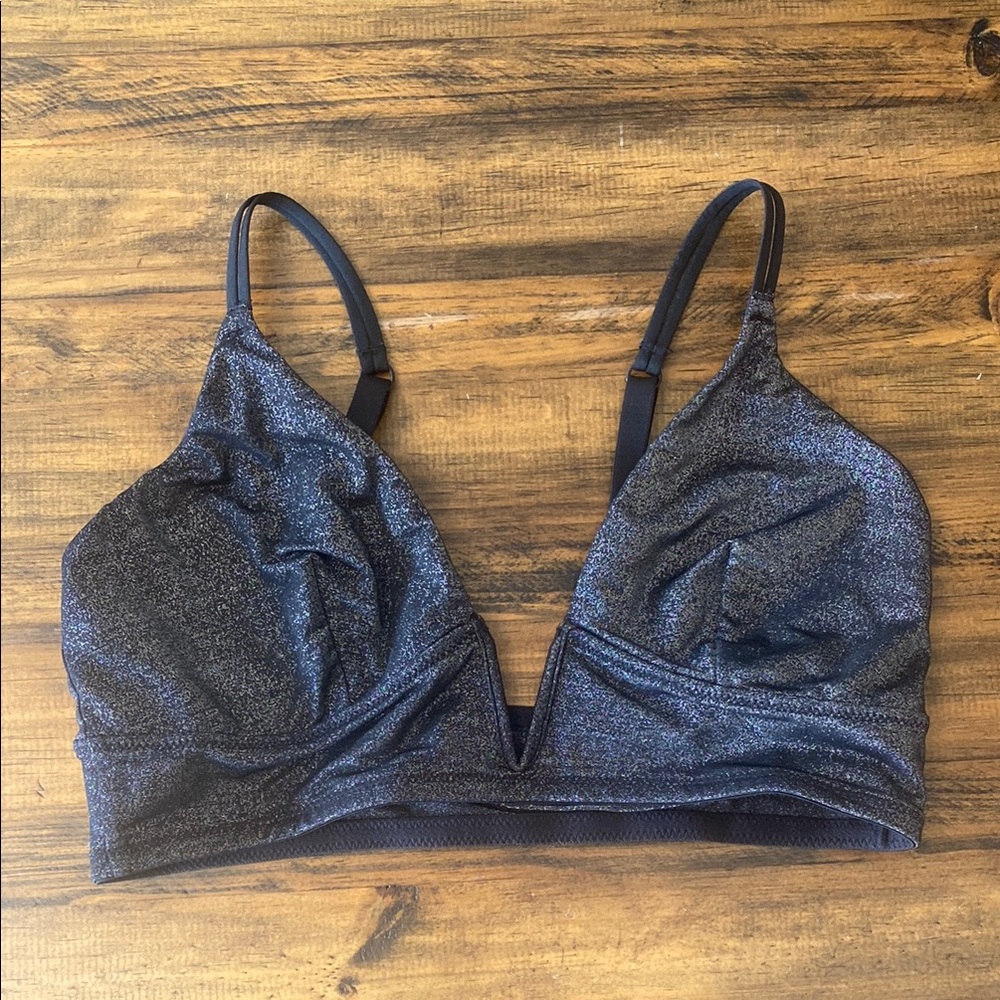 Auden Metalic Black Silver Bralette size Large like New 💛🌻